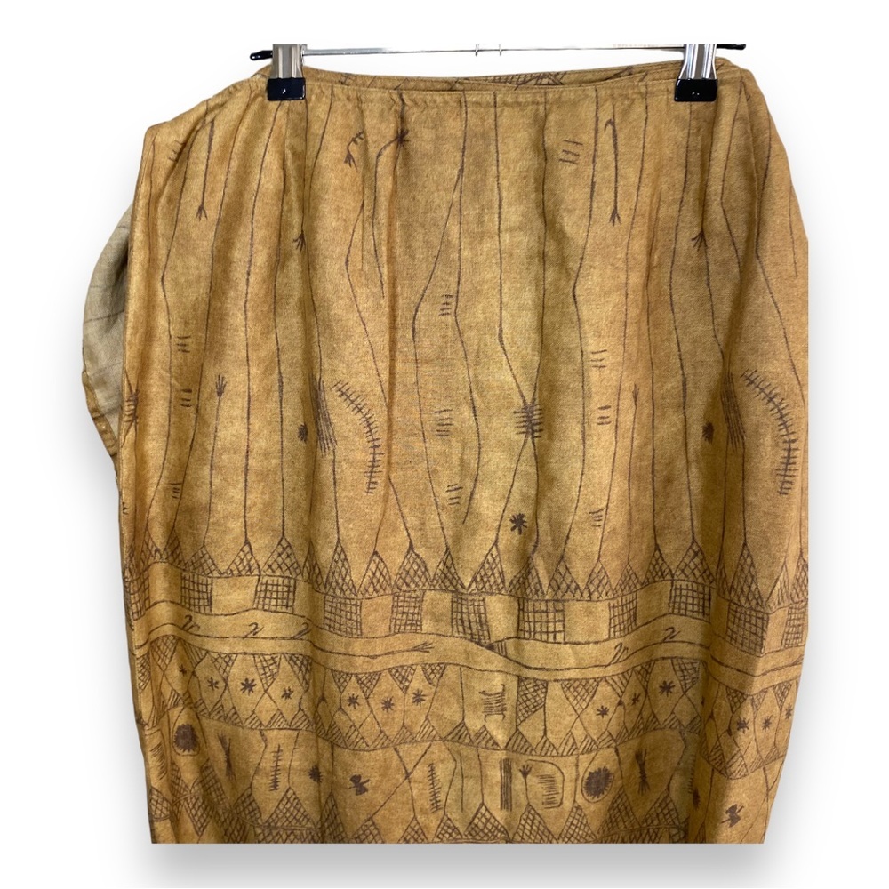 Ralph Lauren - Tan Aztec Print Midi Wrap Skirt - Size 14 NWOT - Picture 4 of 6